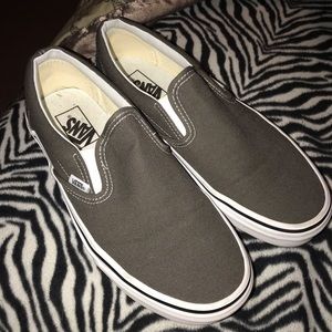 Dark Grey Vans slip ons